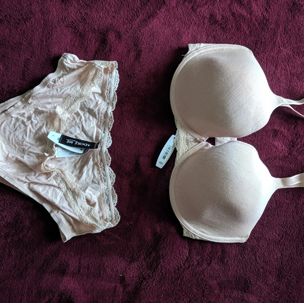 Off white NWT Adore Me Bra and Panty Ser